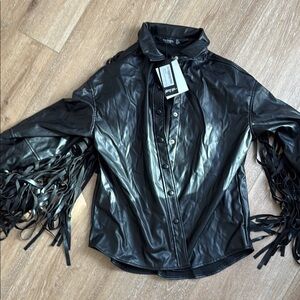 Nasty Gal Black Fringe Women's Jacket
